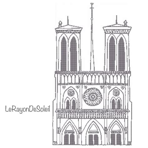 Cross Stitch Pattern Notre Dame Paris Cathedral Monument