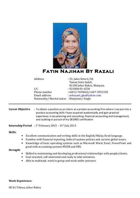 Sample Resume Format Malaysia