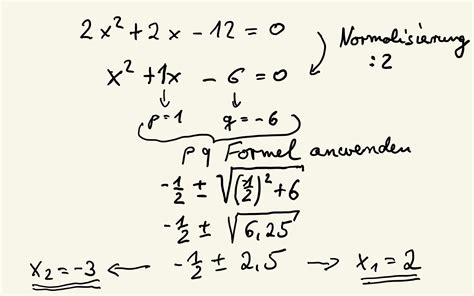 Pq Formel Nullstellen Quadratischer Gleichungen Berechnen