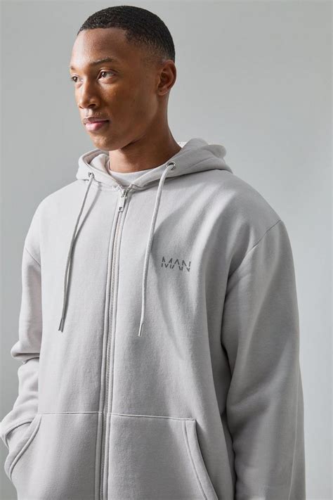 Man Active Oversized Zip Hoodie Boohoo Uk