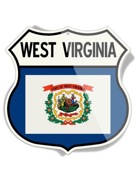 State Flag Of West Virginia Shield Shape Aluminum Sign West