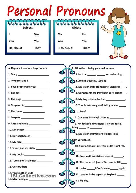 Personal Pronoun Worksheets