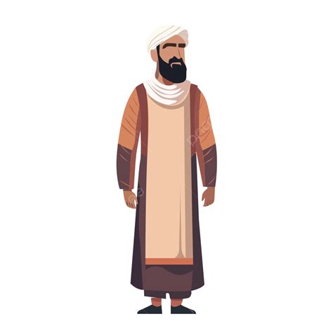 Muslim Man Flat Illustration Vector Muslim Robe Man Png And Vector