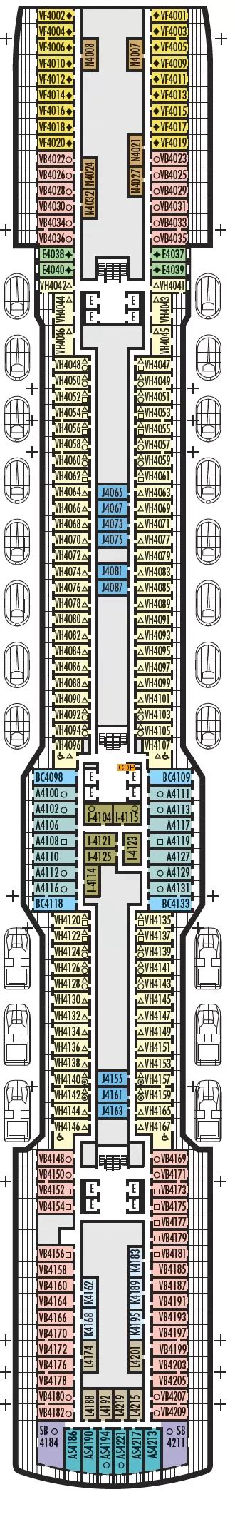 Nieuw Statendam Beethoven deck 4 plan | Cruisedeckplans.com