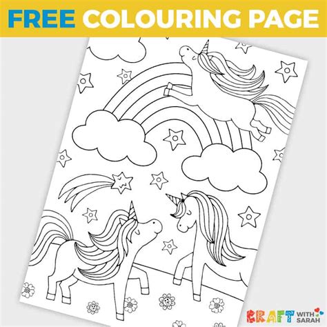 Free Rainbow Unicorns Coloring Page For Kids Craft With Sarah