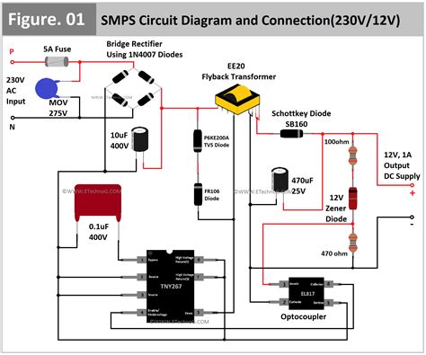 230v 12v 1a Smps Circuit Diagram And Connection Artofit