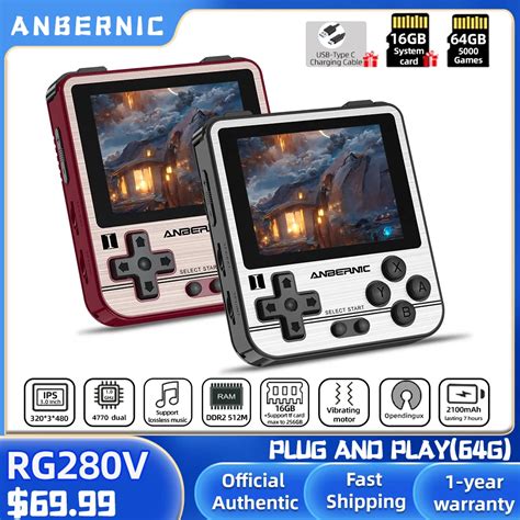 ANBERNIC RG280V Retro oyunları 16G 64G 5000 oyunlar 2 8 inç IPS ekran