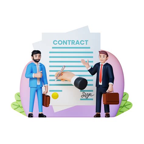 businessman with big contract paper 3d character illustration 11381949 PNG