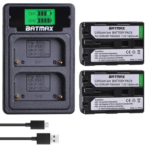 Batmax batería NP FM500H FM500H con puerto USB cargador Dual LCD tipo