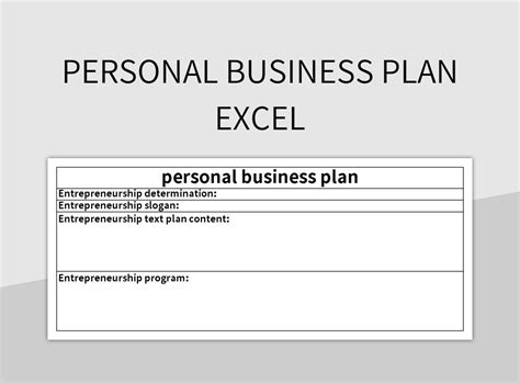 Microsoft Excel Business Plan Template