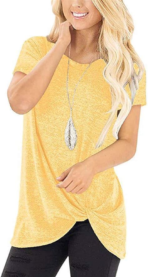 Shibever Summer Soft Loose Casual Womens Tops Shirts Fashion Twist