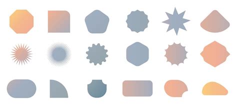 Geometric Shapes Gradient Silhouette Icon Set Outline Cartoon Abstract