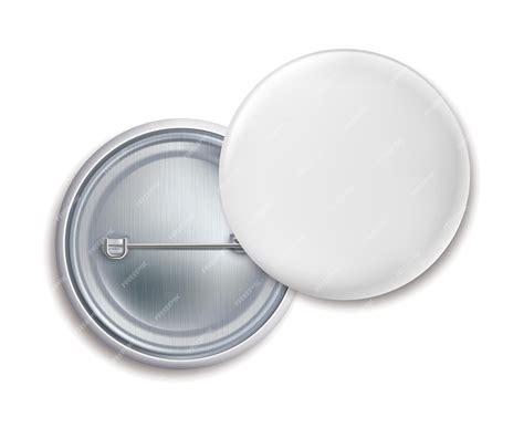 Premium Vector | Pin badges round metal button badge front and back ... 