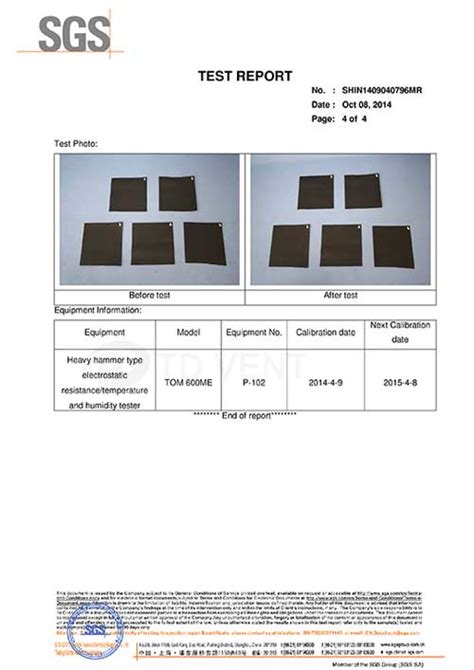 SGS Test Report Jiangsu Teyidi New Material CO LTD