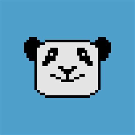 Cabeza de panda con pixel art ilustración vectorial Vector Premium