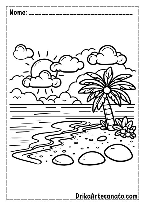 Desenho De Praia Para Colorir