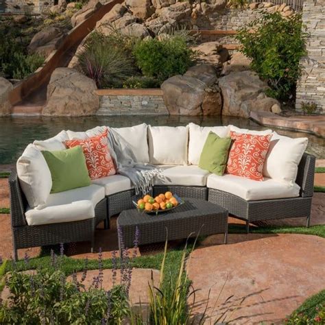 Newton Outdoor Seater Sectional Sofa Set By Christopher Knight Home