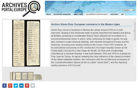 El Archivo Sim N Ruiz En Documentos Destacados Del Portal Europeo De