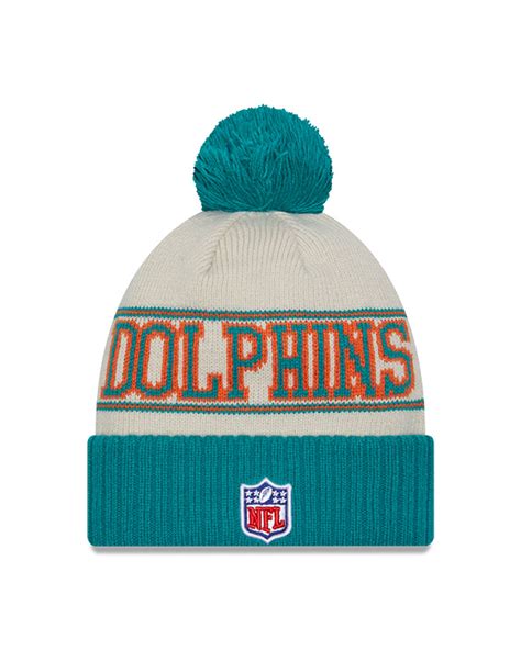 Mens Nfl Miami Dolphins New Era 2023 Sideline Historic Official Sport Cuffed Pom Knit Hat