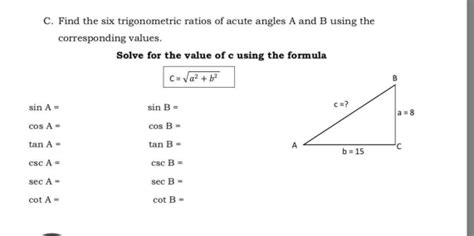 Solved Find The Six Trigonometric Ratios Of Acute Angles A And B Using The Corresponding Values