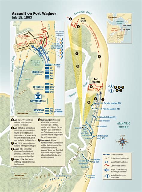 Assault on Fort Wagner Map | HistoryNet