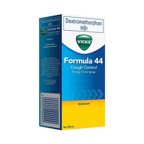 Vicks Formula 44 Cough Control Dextromethorphan 15mg 5ml Syrup 100ml Price In The Philippines