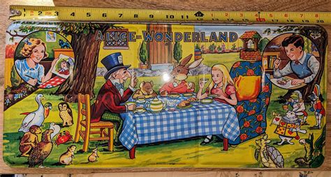 1950s Alice In Wonderland Made In England Lithograph Paint Tin Large