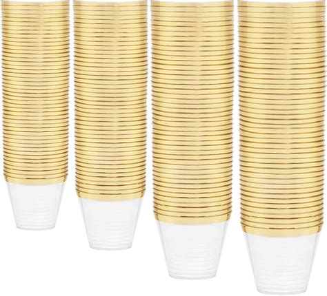 Amazon Wdf Pack Gold Plastic Cups Piece Black Plastic