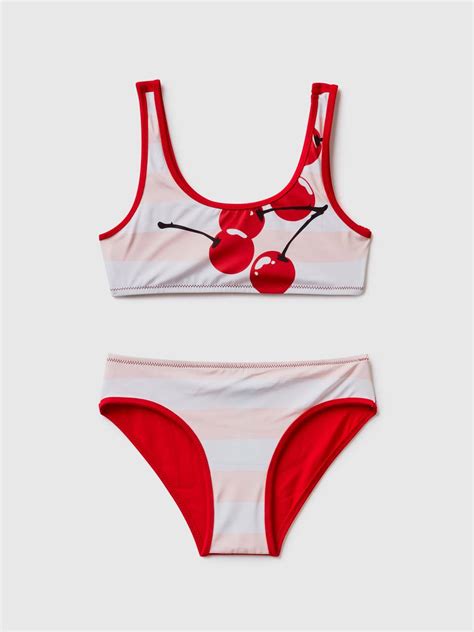 Benetton Bikini With Cherry Print 3l430k016 902