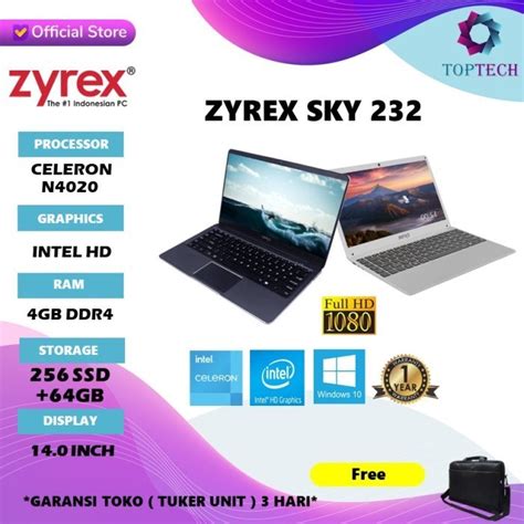 Jual Laptop Zyrex Sky Intel Celeron N Gb Ssd Gb W