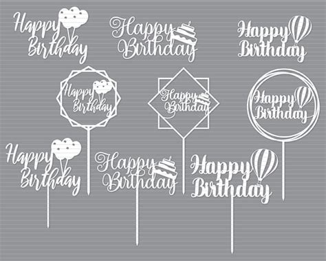 Happy Birthday Svg Cake Topper Vector For Cnc Cake Topper Etsy