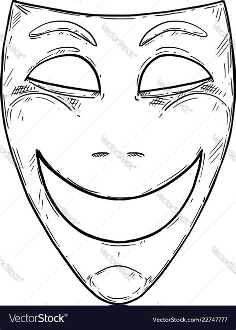 Artistic drawing of happy smiling comedy mask Vector Image