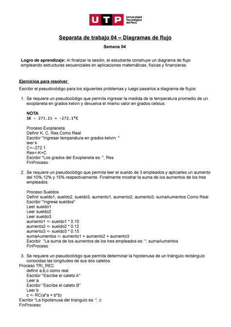 S S Diagramas De Flujo Separata De Trabajo Diagramas De