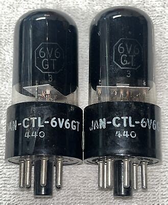 MATCHED PAIR NOS TUNGSOL 6V6GT JAN CTL TUBES BLACK GLASS VT 107 TV7U