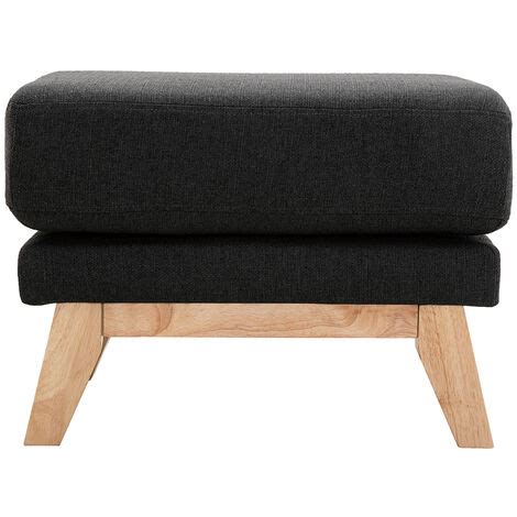 Pouf Repose Pieds D Houssable Scandinave En Tissu Gris Fonc Et Bois