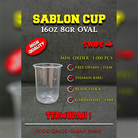 Jual Sablon Gelas Plastik PP Oval 16 Oz 8 Gram BSM Sablon 1 Warna