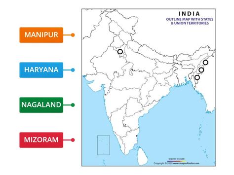 States Of India Diagrama Con Etiquetas