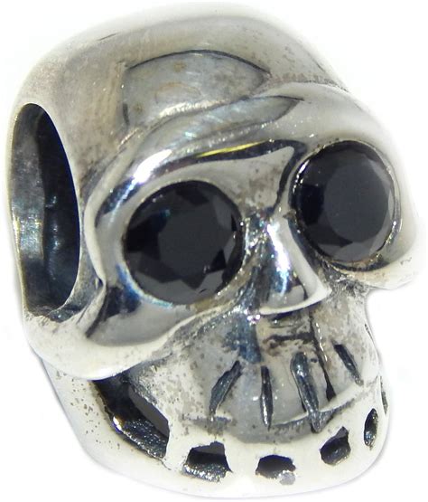 Amazon ICYROSE Solid 925 Sterling Silver Skull With Black Crystal