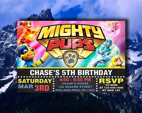 Mighty Pups Invitation Paw Patrol Invitation Birthday Invitation