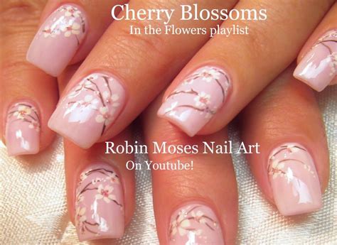 Cherry Blossom Nails Blush Pink Flower Nail Art Design Tutorial