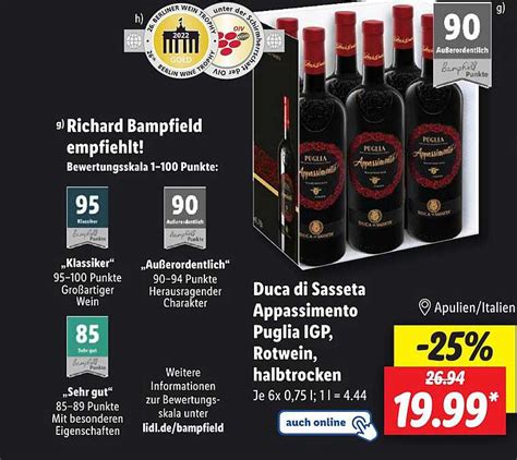 Duca Di Sasseta Appassimento Puglia Igp Rotwein Halbtrocken Angebot