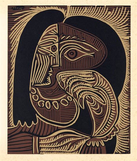 After Pablo Picasso Female Head With Necklace Linocut For Sale At