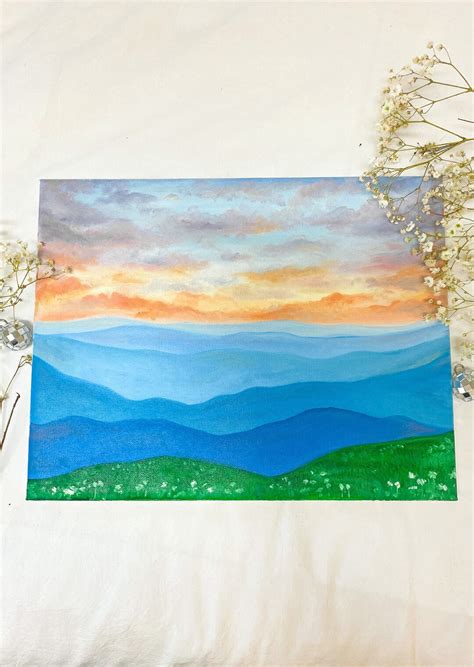 Sunset Mountain Oil Painting - Etsy