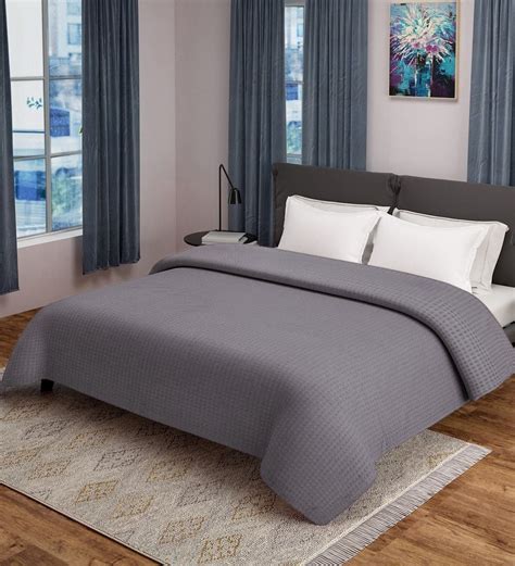 Buy Grey Solid 500 Tc 100 Cotton Double Bed Cover At 22 Off By Saral