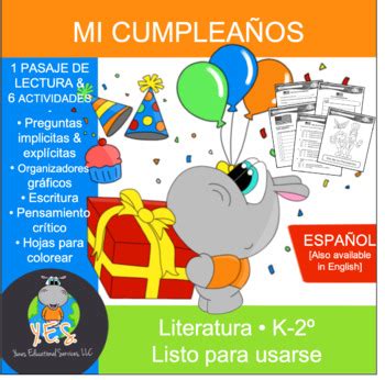 Día de mi cumpleaños Lectura y Actividades TPT