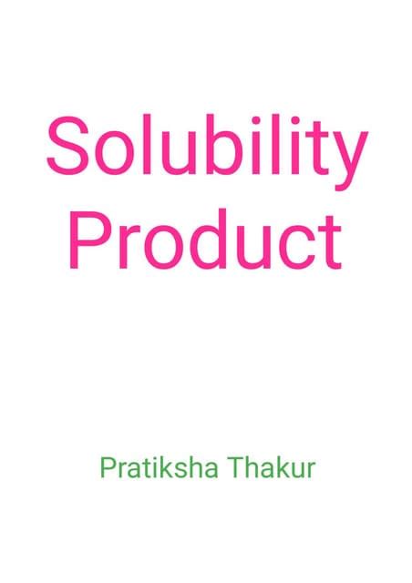 Solubility Product | PDF