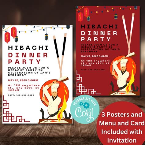 Hibachi Invitation Hibachi Birthday Japanese Restaurant Etsy