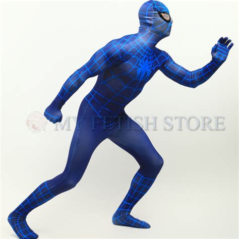 Full Body Blue Spider Man Lycra Spandex Bodysuit Cosplay Zentai Suit