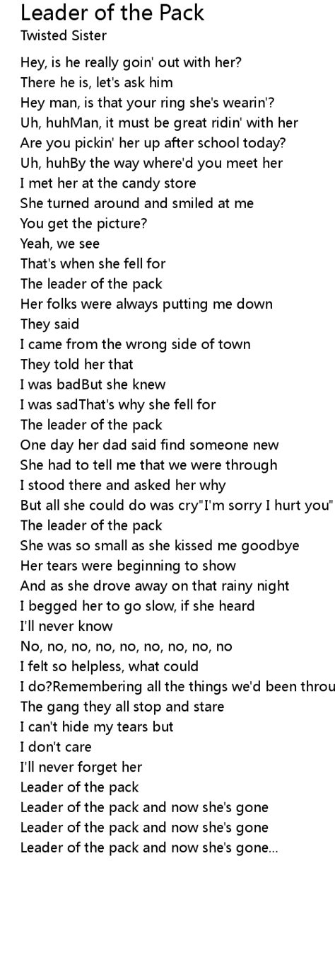 Leader of the Pack Lyrics - Follow Lyrics