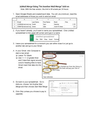 Fillable Online E Mail Merge Using Yet Another Mail Merge Add On Fax